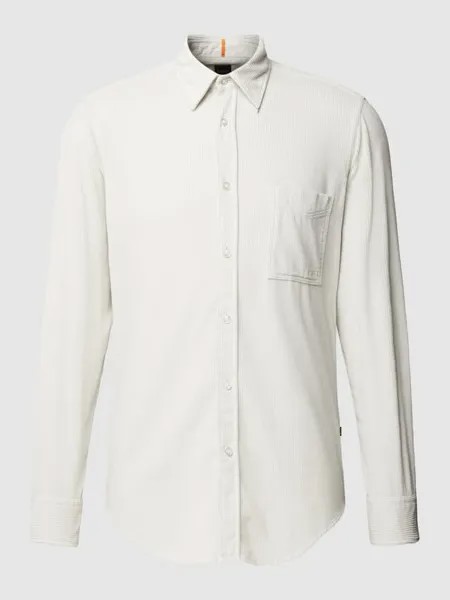 Вельветовая рубашка с нагрудным карманом BOSS, светло-серый