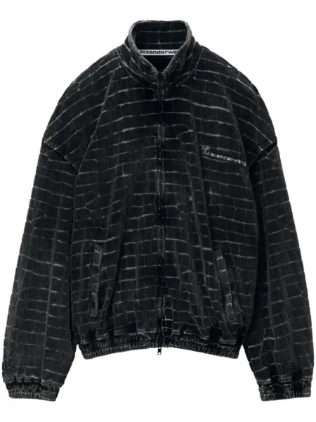 Alexander Wang бархатный бомбер с тиснением под крокодила, черный