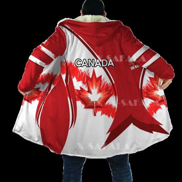 Толстовка с капюшоном и 3D-принтом в виде канадского кленового листа, длинное спортивное пальто, одеяло с капюшоном, плащ, Толстая куртка, хло...