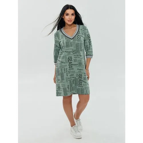 Платье-водолазка LOVETEX.STORE, хлопок, прилегающее, до колена, утепленное, размер 44, зеленый