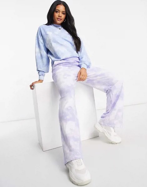 Сиреневые прямые джоггеры с принтом тай-дай ASOS DESIGN-Фиолетовый цвет