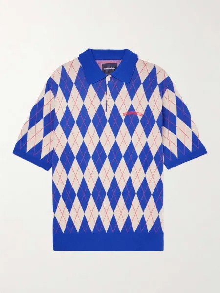 Рубашка поло из смесового хлопка с вышитым логотипом THISISNEVERTHAT, синий