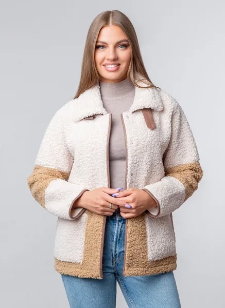 Дубленка женская Rushelly 58547 бежевая 46 RU