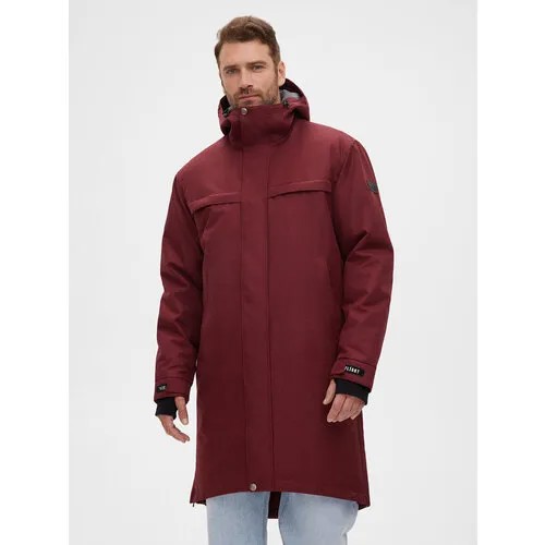 Пальто Free Flight зимнее, силуэт прямой, удлиненное, подкладка, карманы, утепленное, размер 44, бордовый