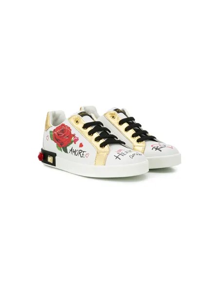 Dolce & Gabbana Kids кроссовки с цветочным принтом