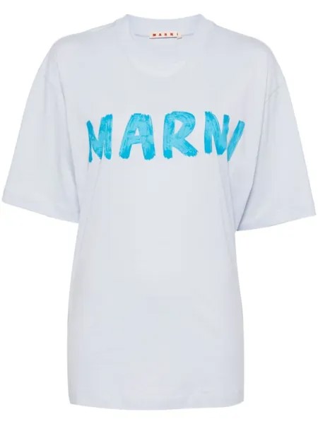 Marni футболка с логотипом, синий