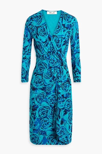 Платье Ademia из джерси с запахом и принтом Diane Von Furstenberg, бирюзовый