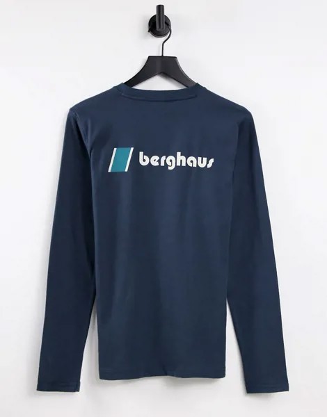 Темно-синий лонгслив с логотипом спереди и сзади Berghaus Heritage