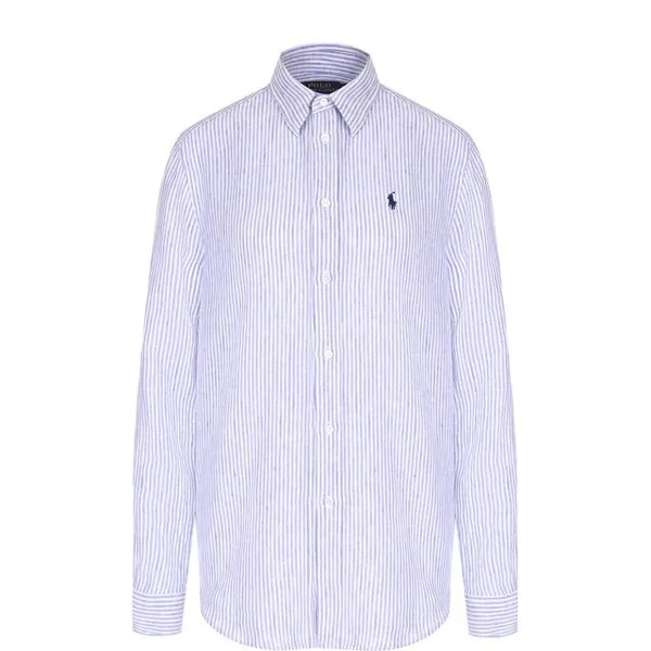 Льняная блуза прямого кроя в полоску Polo Ralph Lauren