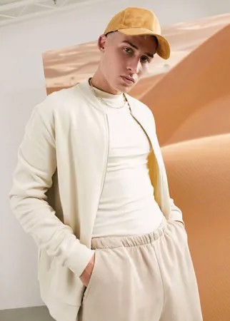 Бежевый трикотажный бомбер ASOS DESIGN-Neutral