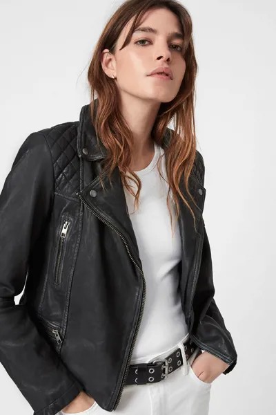 Кожаная куртка женская Allsaints WL047C черная 12