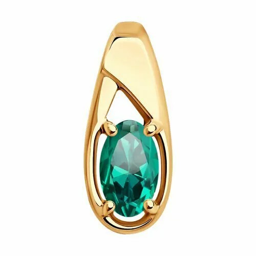 Подвеска GOLD CENTER, красное золото, 585 проба, изумруд синтетический