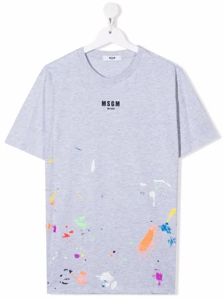 MSGM Kids футболка с эффектом разбрызганной краски