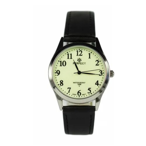 Perfect часы наручные, мужские, кварцевые, на батарейке, кожаный ремень, светящийся в темноте циферблат, японский механизм GX017-004-6