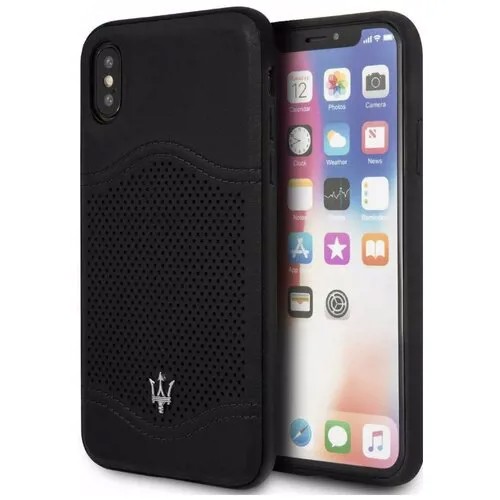 Кожаный чехол-накладка для iPhone XS Max Maserati Granlusso tradition Hard Leather, черный (MAGROHCI65BK)