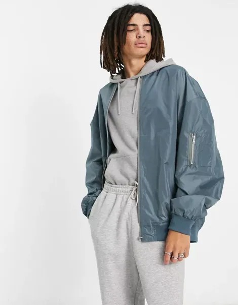 Супер-оверсайз-бомбер синего цвета ASOS