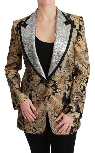 DOLCE - GABBANA Куртка Блейзер Черное Золото Жаккард s. IT46 / US12 / XL Рекомендуемая розничная цена — 3600 долларов США.