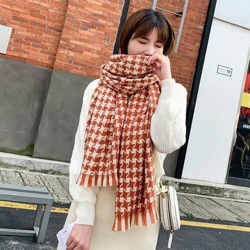 Палантин Cashmere, 195х70 см, розовый, оранжевый
