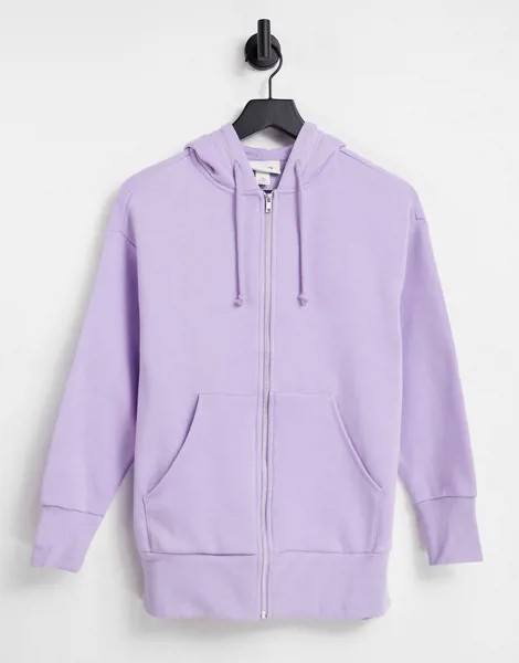 Фиолетовый худи из органического хлопка с молнией Monki-Фиолетовый цвет