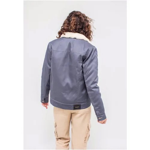 Куртка джинсовая женская на овчине DASTI Denim Urban темно-серая с пуговицами Dasti, 44 размер
