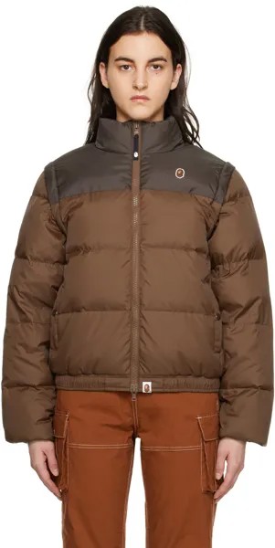 Коричневый съемный пуховик BAPE
