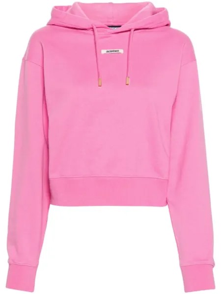 Jacquemus худи с нашивкой-логотипом, розовый