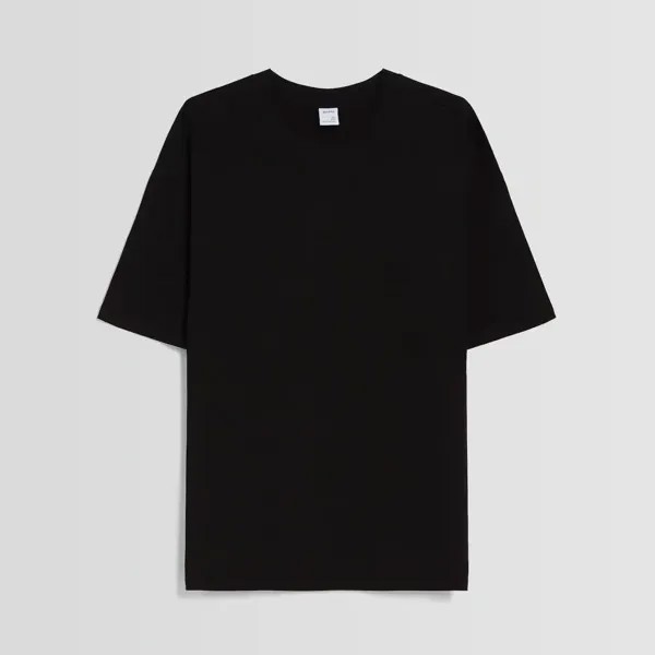 Футболка Bershka Oversized Short Sleeve, черный