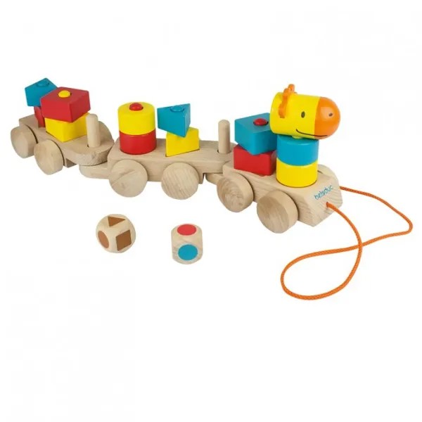 Деревянная игрушка Beleduc развивающая Паровозик Учим формы