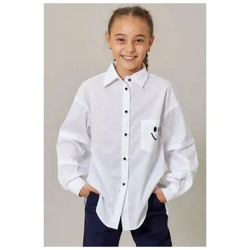 Школьная блуза Colabear, размер 122, белый