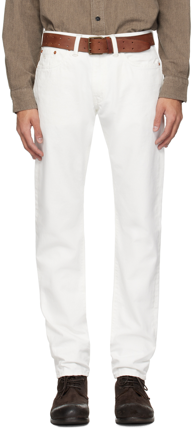 Белые джинсы узкого кроя Rrl