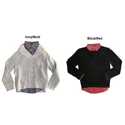 IZOD Комплект из двух частей вязаного свитера косы для мальчика с разноцветной рубашкой на пуговицах