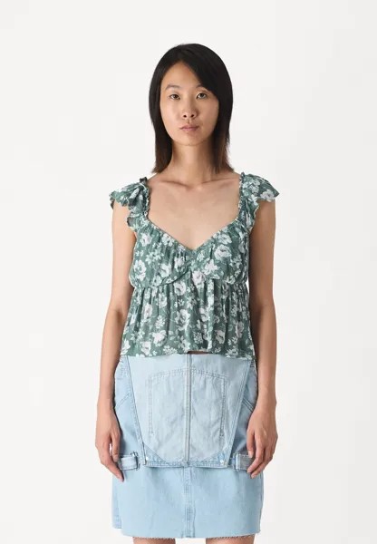 Блуза BABYDOLL Hollister Co., зеленый