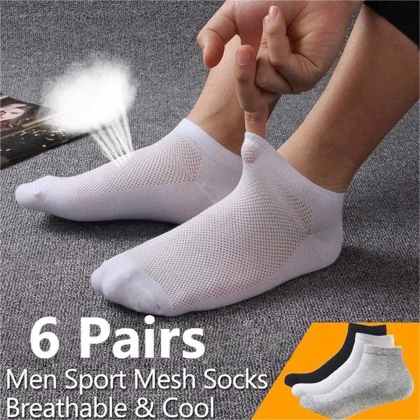 6 пар твердая сетка мужские носки невидимые лодыжки носки мужчины лето дышащие тонкие сапоги носки