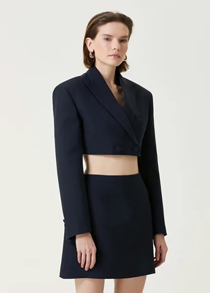 Укороченное шерстяное пальто Valentino, синий