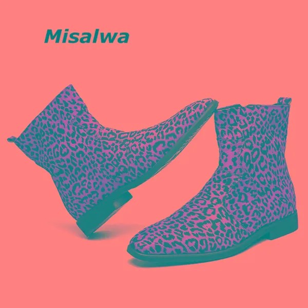 Женские итальянские леопардовые ботинки, мужские ретро ботинки челси Misalwa, британские ботильоны на молнии, мужские высокие ботинки