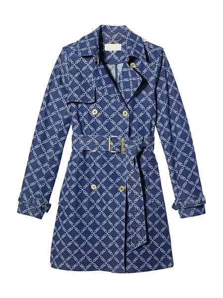 Джинсовый тренч с логотипом Empire Michael Michael Kors, цвет indigo rinse
