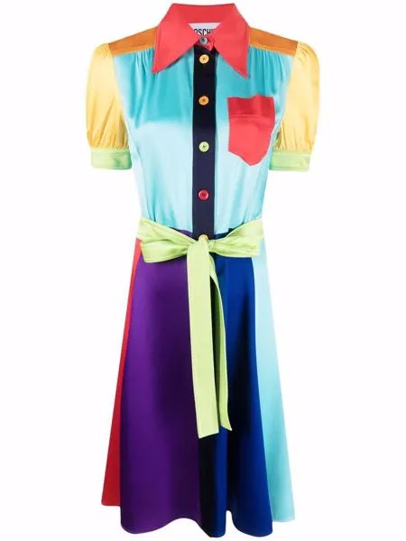 Moschino платье-рубашка с поясом и вставками