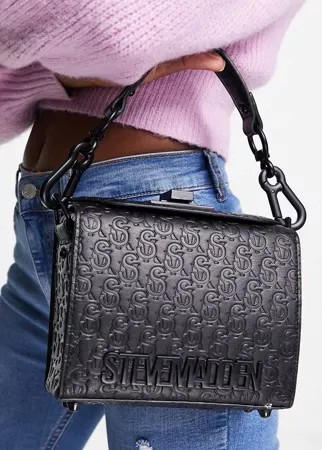 Черная сумка через плечо с монограммным принтом и ручкой Steve Madden Bjet-Черный цвет