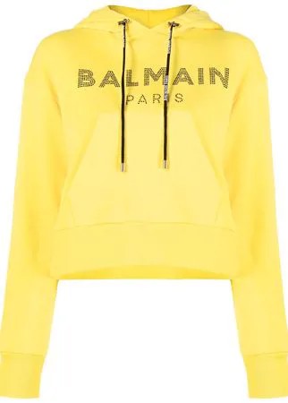 Balmain худи с кристаллами и логотипом
