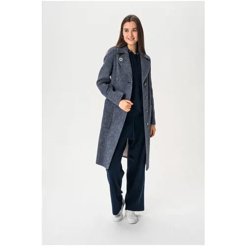 Пальто в классическом стиле 3-6040-317 ElectraStyle Синий сине-серый 50/170 170, 50 Женский Однотонный