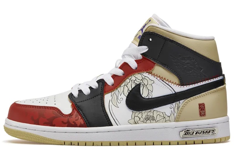Кроссовки Air Jordan 1 Vintage Basketball Shoes Women's High-top Red/yellow/white, красный