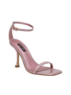 NINE WEST Женские розовые блестящие босоножки на каблуке Yess с квадратным носком, расклешенные, 9,5 м