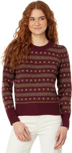 Свитер с пышными рукавами Highland Fair Isle Faherty, цвет Maroon Multi