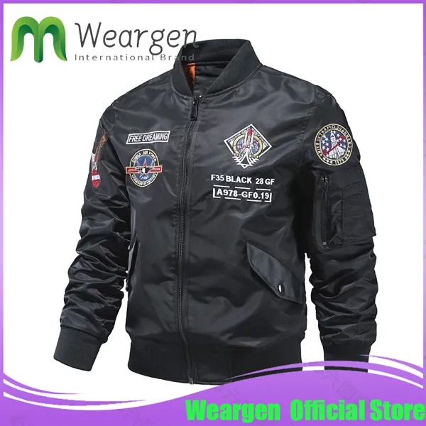 Куртка-бомбер Weargen Ma1 Мужская, бейсбольная куртка-пилот в стиле милитари, уличная одежда для пар, большие размеры, 2225