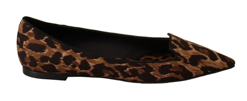 DOLCE - GABBANA Обувь Коричневые хлопковые балетки с леопардовым принтом EU38 / US7,5 $700