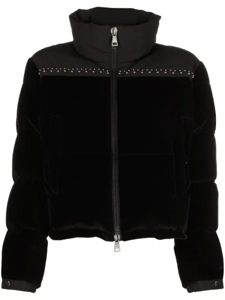 Moncler куртка на молнии с воротником-воронкой, черный