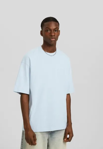 Базовая футболка Short Sleeve Bershka, цвет light blue