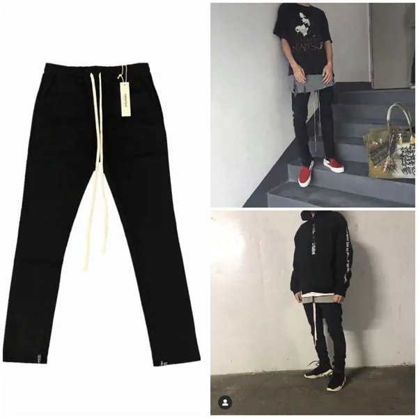 22SS KANYE High Street Tide Brand ESSENTIALS Высококачественные мужские брюки с боковой молнией 1:1 Женские эластичные поясные ремни Хип-хоп Street Trend Мужские и же...