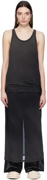 Черное многослойное платье-макси Doublet