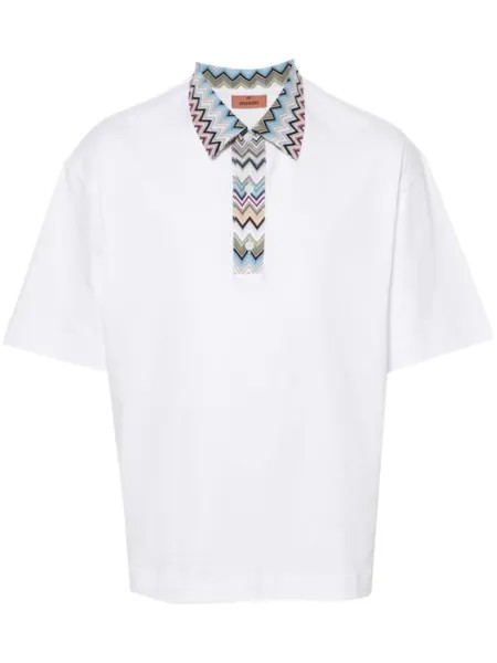 Missoni рубашка поло с узором зигзаг, белый
